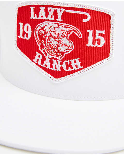 Image #2 - Lazy J Ranch Men's Red Ranch Logo Patch Mesh-Back Ball Cap  , White, hi-res