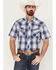 Image #1 - Wrangler Men's Plaid Print Short Sleeve Snap Western Shirt, Blue, hi-res