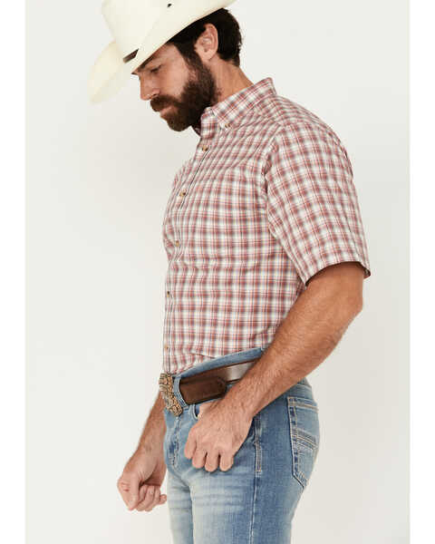 Image #2 - Ariat Men's Pro Series Thatcher Plaid Print Short Sleeve Button-Down Western Shirt - Tall , Dark Pink, hi-res