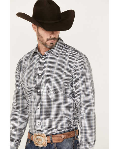 Image #2 - Gibson Men's Wallace Plaid Print Long Sleeve Button-Down Western Shirt, White, hi-res