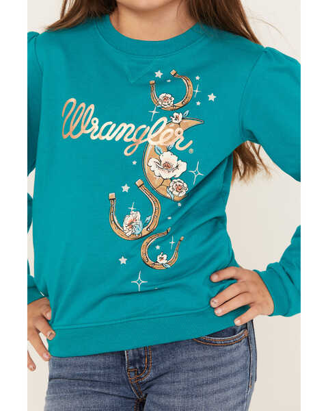 Image #4 - Wrangler Girls' Horseshoe Moon Graphic Sweatshirt, , hi-res