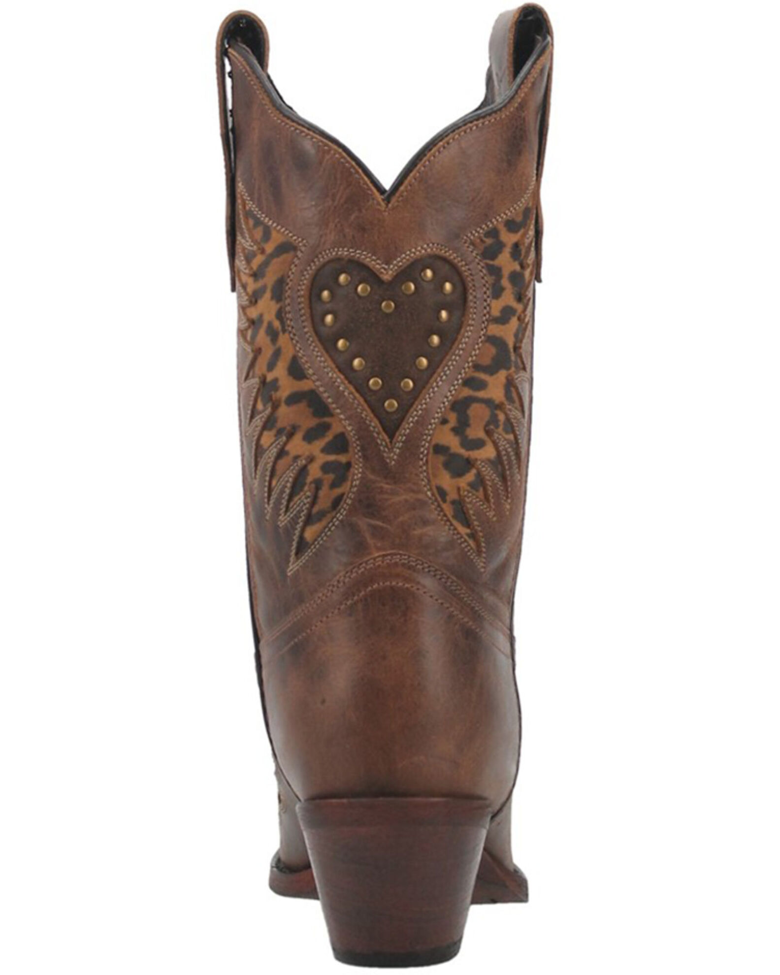 Image #5 - Laredo Women's Stella Leopard Print Inlay Studded Western Boots - Snip Toe, Brown, hi-res