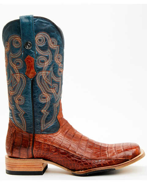 Image #2 - Tanner Mark Men's Exotic Caiman Belly Western Boots - Broad Square Toe, Cognac, hi-res