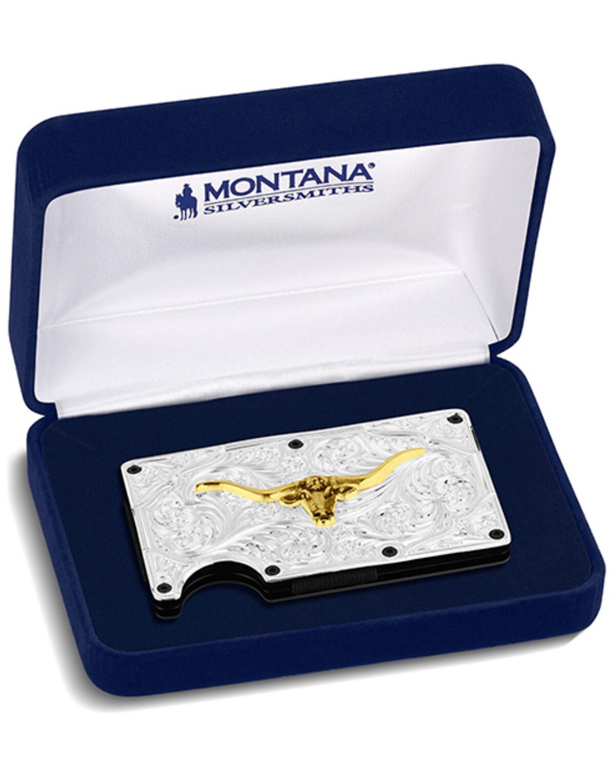 Image #3 - Montana Silversmiths Ironwood Longhorn Card Case, Silver, hi-res