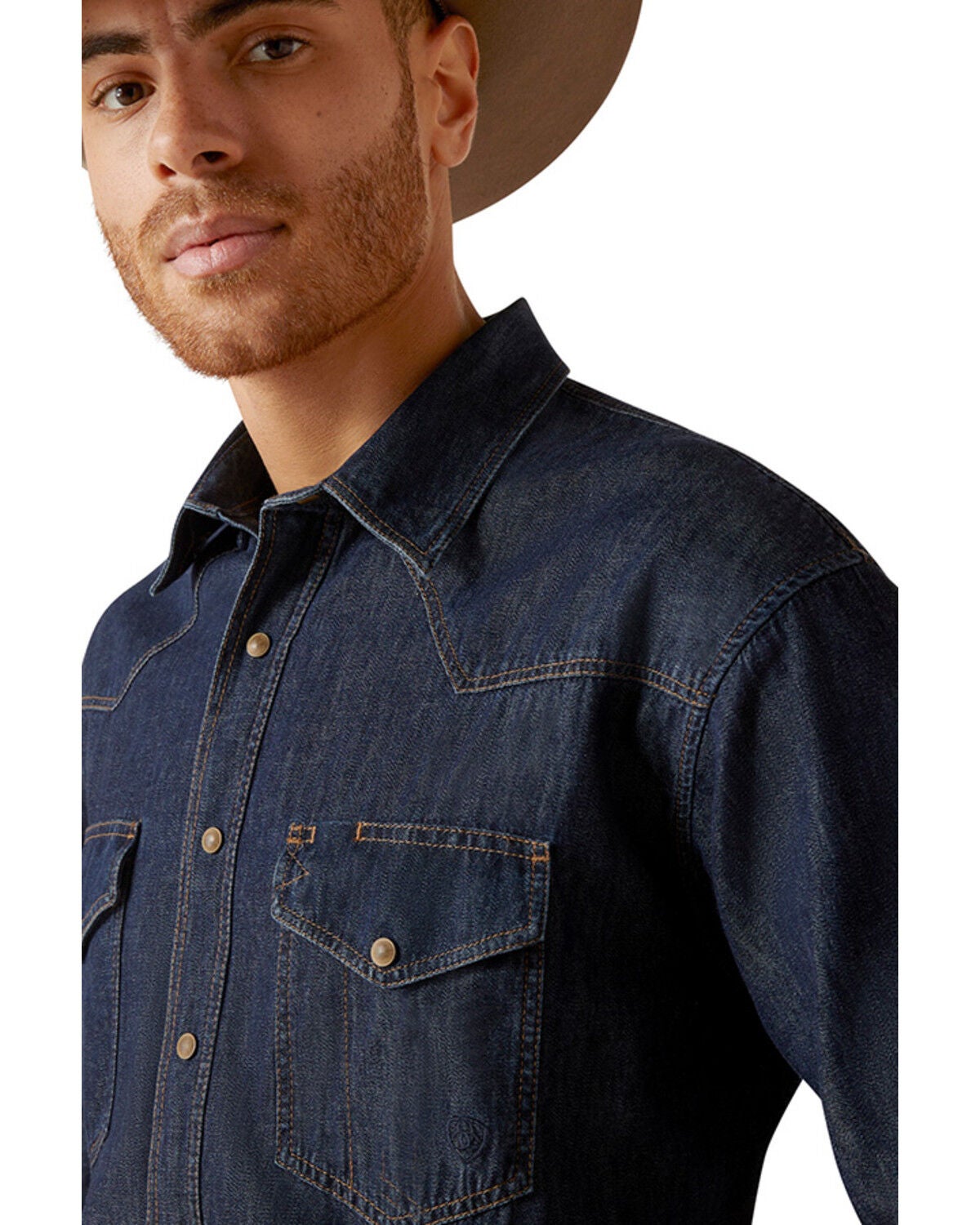 Image #3 - Ariat Men's Classic Denim Long Sleeve Snap Western Shirt - Big, Blue, hi-res