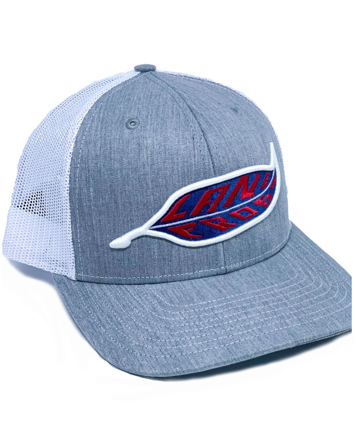 Image #1 - Lane Frost Men's Eagle Feather Logo Mesh Trucker Cap, Heather Grey, hi-res