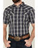 Image #3 - Gibson Men's Chain Link Plaid Print Short Sleeve Snap Western Shirt, Navy, hi-res
