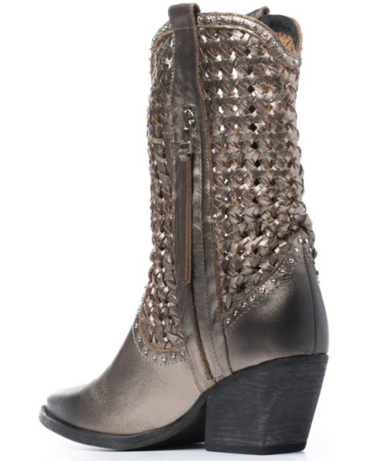 Image #4 - Golo Women's Reverse Woven Shaft Western Fashion Boots - Snip Toe, Steel Blue, hi-res