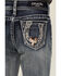 Image #2 - Grace in LA Girls' Medium Wash Horseshoe Embroidered Stretch Bootcut Jeans , Medium Wash, hi-res