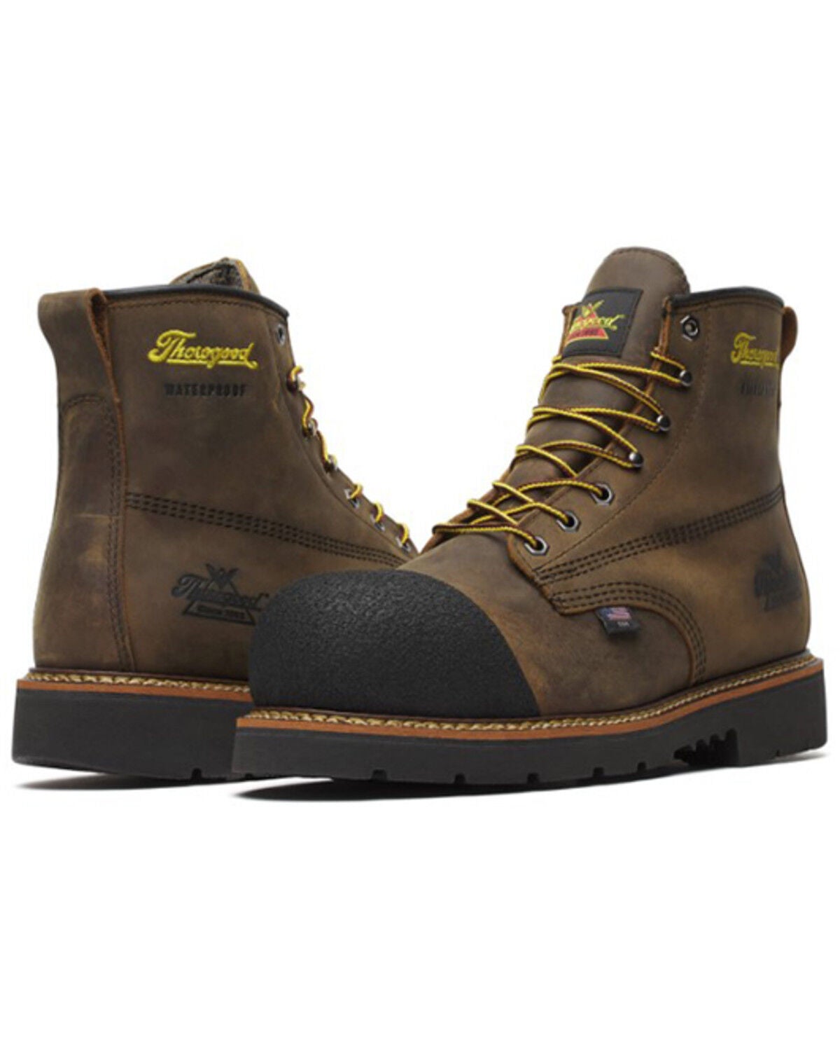 Image #3 - Thorogood Men's 6" USA Hammerhead MAXWear 90 Work Boots - Nano Toe, Dark Brown, hi-res