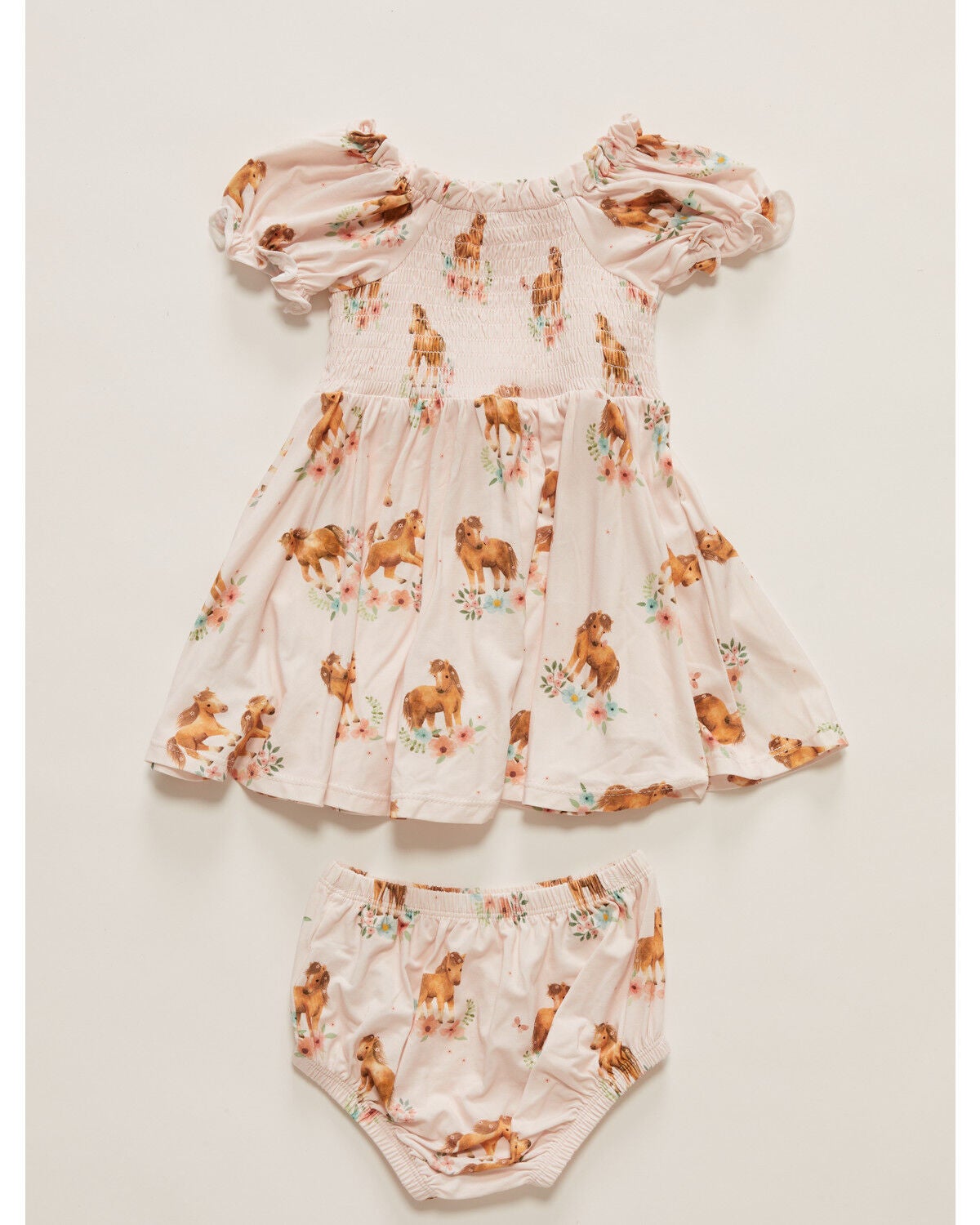 Image #3 - Angel Dear Infant Girls' Horse Print Dress and Diaper Cover Set - 2 Piece, Pink, hi-res