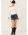Image #1 - 7 For All Mankind Women's Dark Wash Elena Embellished Micro Mini Skirt, Dark Wash, hi-res