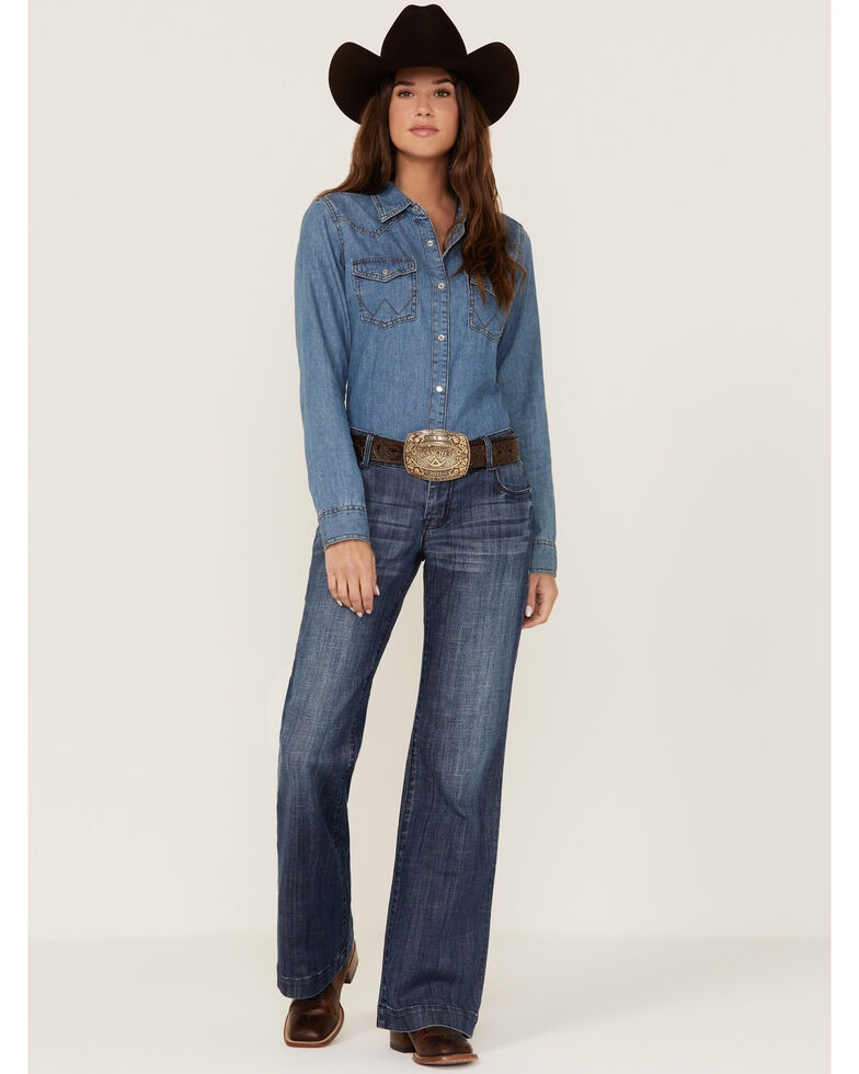 Stetson Women's 214 Medium Wash Trouser Fit Jeans, Blue, hi-res