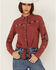 Image #1 - Shyanne Women's Embroidered Long Sleeve Tie Front Pearl Snap Shirt , Rust Copper, hi-res