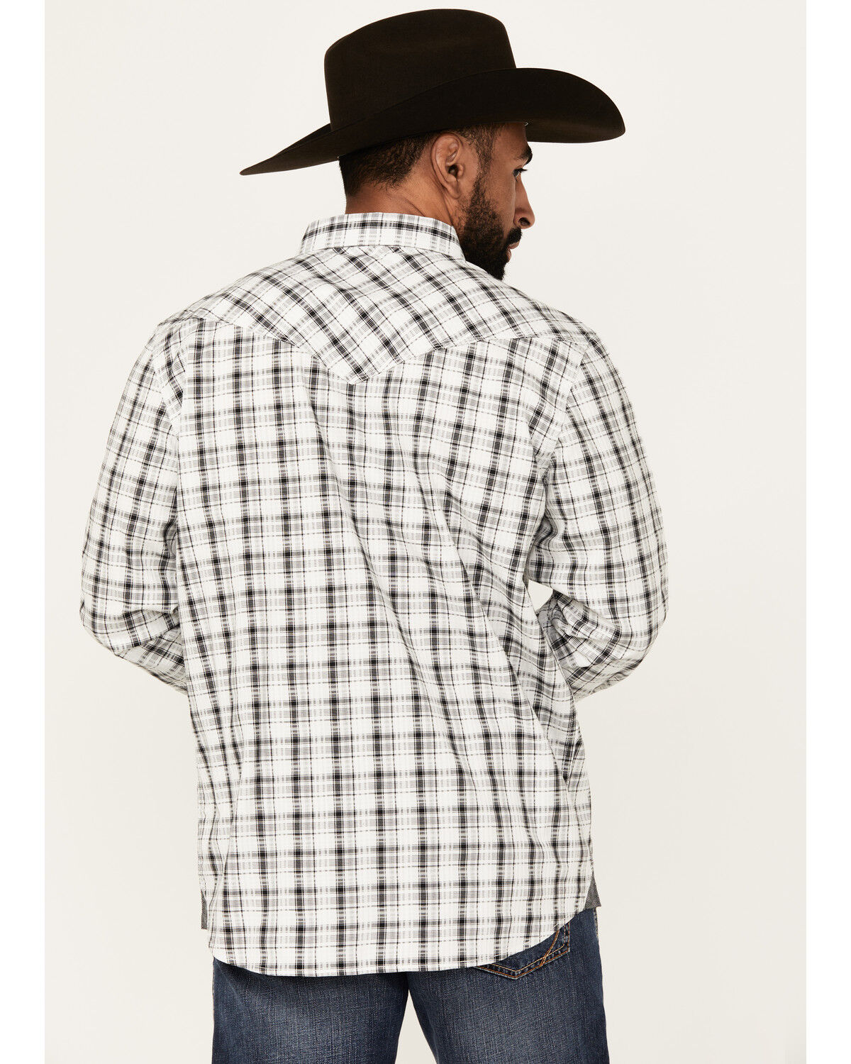 Image #4 - Moonshine Spirit Men's Traveler Plaid Print Long Sleeve Snap Western Shirt, White, hi-res