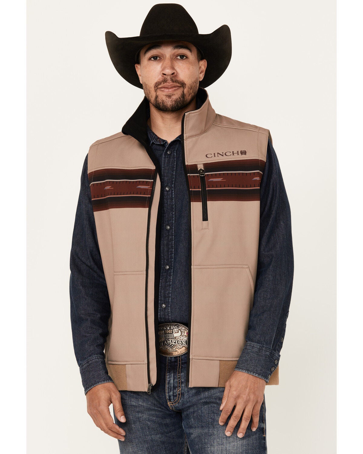 Cinch Men's Southwestern Border Print Bonded Bomber Vest