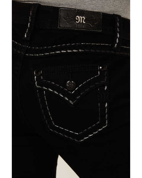 Image #2 - Miss Me Women's Mid Rise Border Pocket Bootcut Stretch Denim Jeans, Black, hi-res