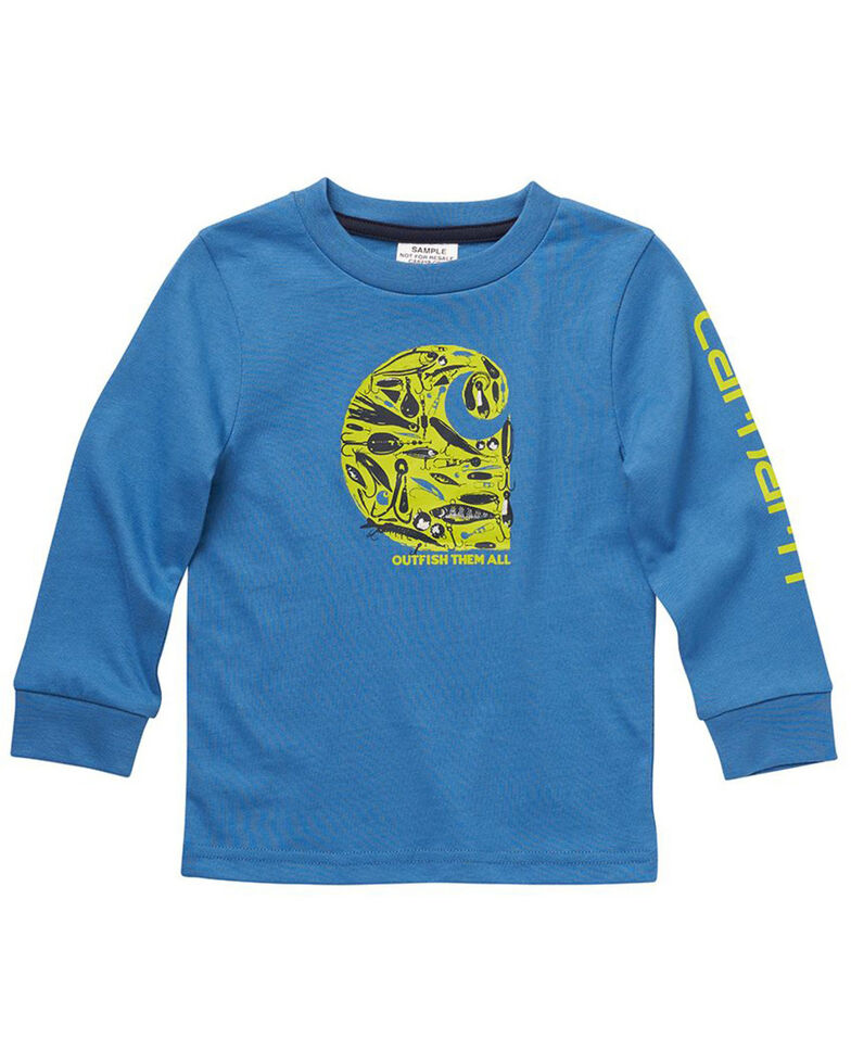 Carhartt Toddler Boys' Fishing Logo Graphic Long Sleeve T-Shirt , Blue, hi-res