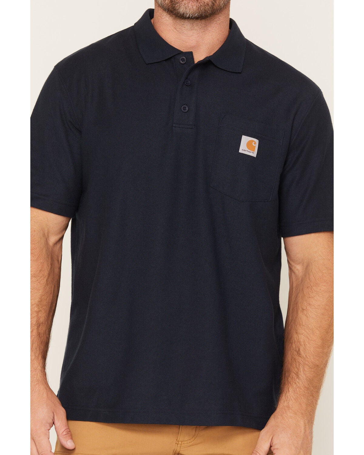 Image #3 - Carhartt Men's Loose Fit Short Sleeve Pocket Polo, Navy, hi-res