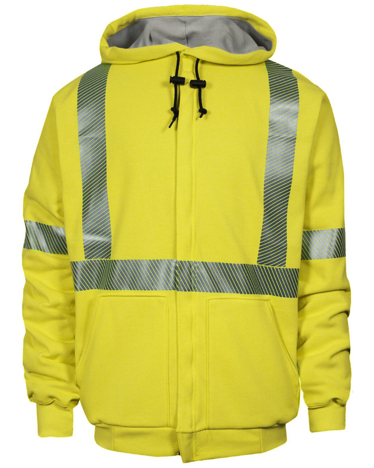 Image #1 - National Safety Apparel Men's FR Vizable Hi-Vis Waffle Weave Zip Front Work Sweatshirt - Big, Bright Yellow, hi-res