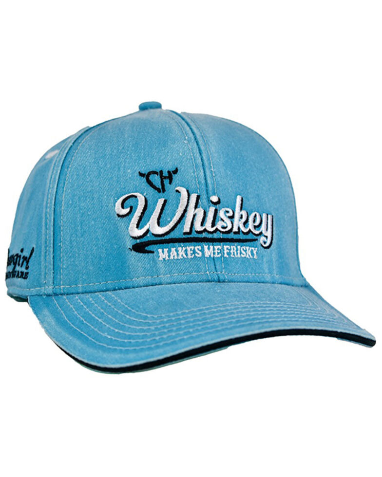 Cowgirl Hardware Women's Washed Turquoise Whiskey Embroidered Ball Cap , Turquoise, hi-res