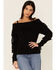 Image #2 - Shyanne Women's Black Off-Shoulder Fringe Long Sleeve Knit Sweater, , hi-res