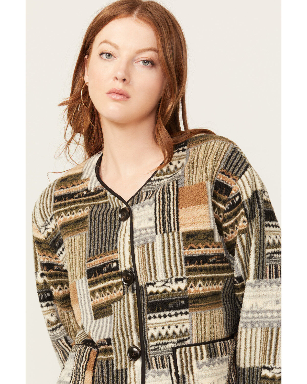 Image #2 - Miss Me Women's Multi Striped Print Button-Down Jacket, Multi, hi-res