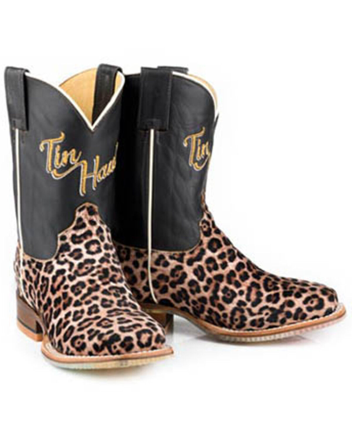Image #1 - Tin Haul Little Girls' Wild Cat Western Boots - Broad Square Toe, Brown, hi-res