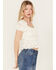 Image #2 - Trixxi Women's Cropped Jaquard Top, Ivory, hi-res