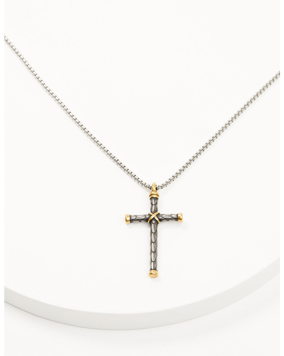 Image #2 - Cody James Men's Two-Toned Textured Cross Necklace, Multi, hi-res