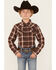 Image #1 - Cody James Boys' Traverse Long Sleeve Snap Flannel Shirt, Brown, hi-res