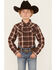 Image #1 - Cody James Boys' Traverse Long Sleeve Snap Flannel Shirt , Brown, hi-res