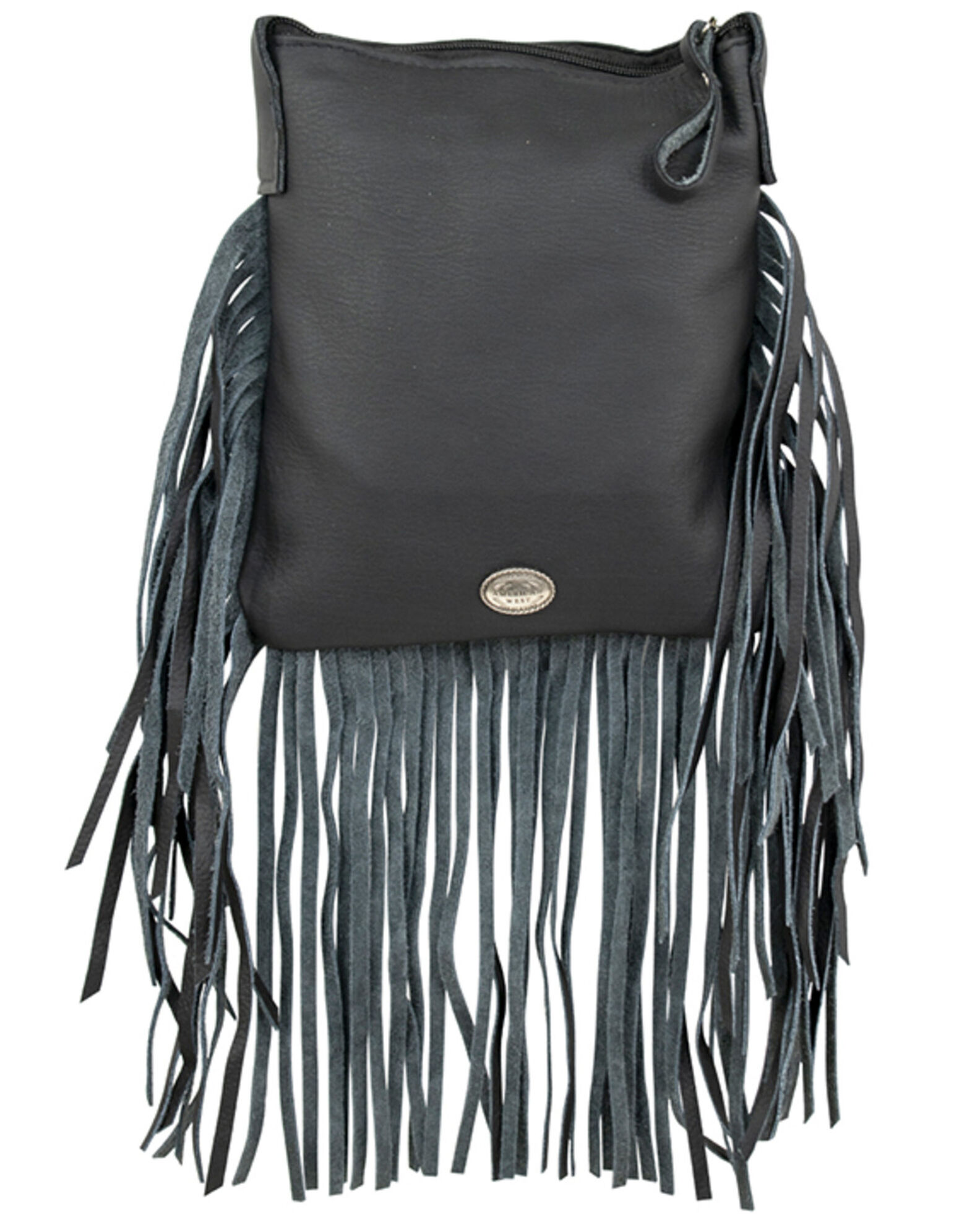 Image #2 - American West Women's Studded Fringe Handbag, Black, hi-res