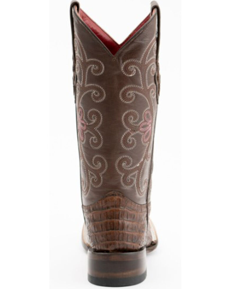 Ferrini Rusty Caiman Print Cowgirl Boots - Wide Square Toe, Rust, hi-res