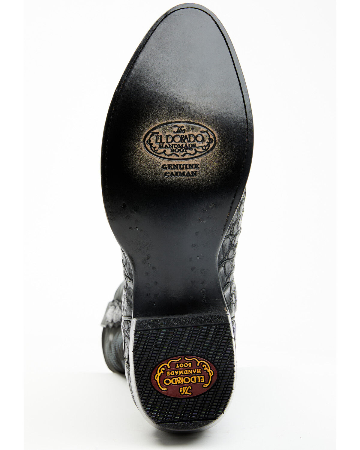 Image #7 - El Dorado Men's Exotic Caiman Western Boots - Round Toe, Black, hi-res