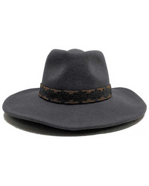 Nikki Beach Women's Grey Rogue Wool Felt Western Hat , Grey, hi-res