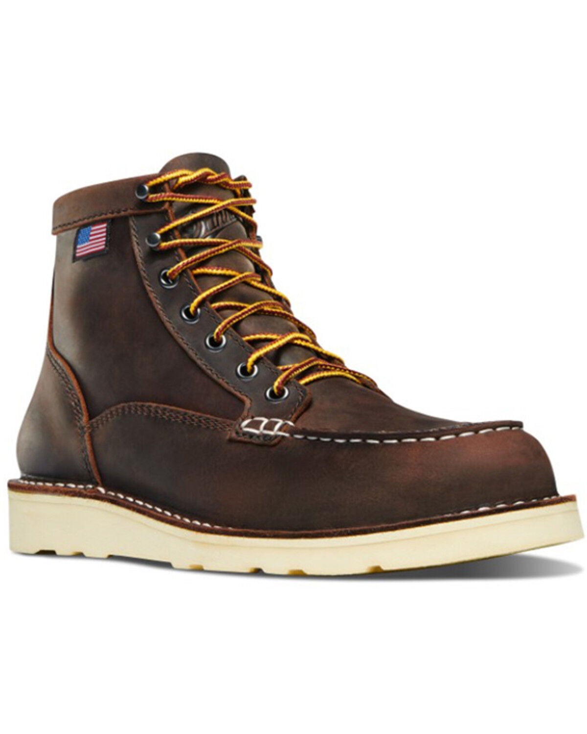 Danner Women's 6" Bull Run Full-Grain Wedge Work Boot - Moc Toe, Brown, hi-res