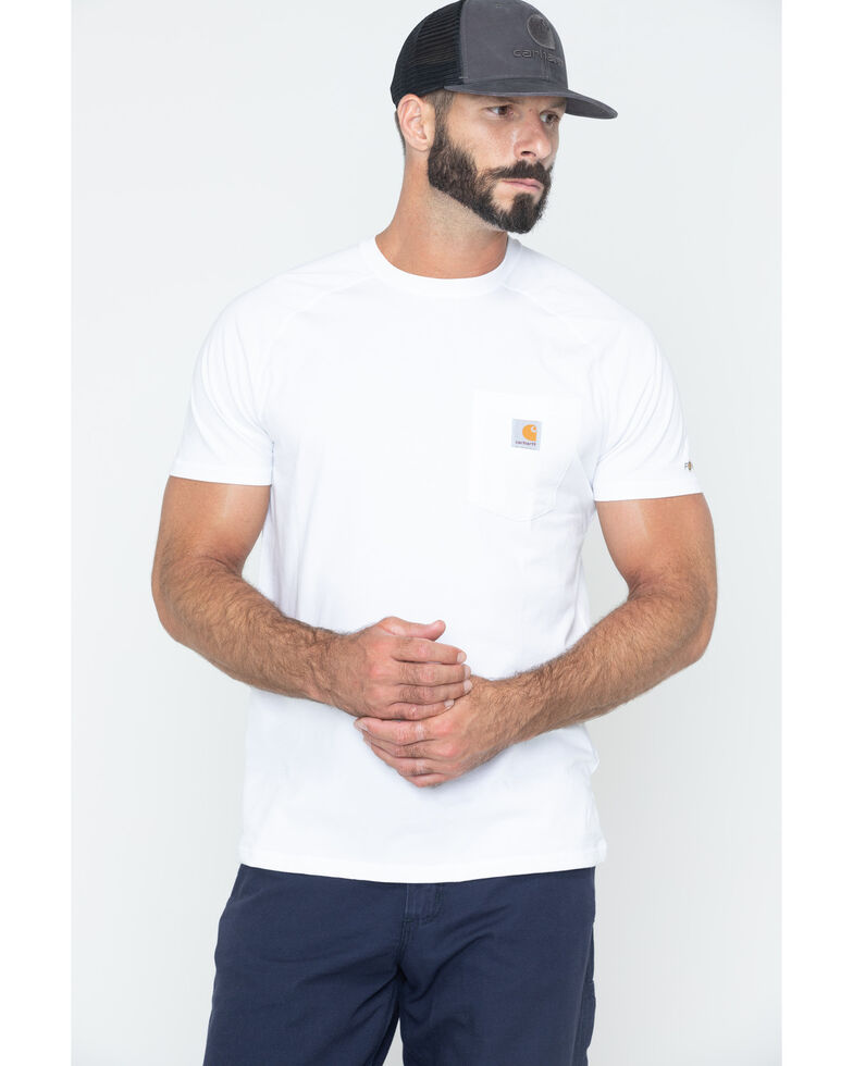 Carhartt Men's Force Cotton White Short Sleeve Shirt - Big & Tall, White, hi-res