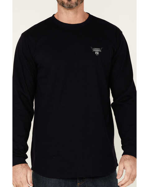 Image #3 - Cody James Men's FR Longhorn Graphic Long Sleeve Work T-Shirt , Navy, hi-res
