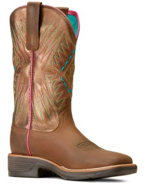 Image #1 - Ariat Women's Ridgeback Distressed Western Boots - Broad Square Toe , Brown, hi-res