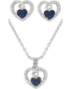 Montana Silversmiths Curlicued Cerulean Heart Jewelry Set, Silver, hi-res