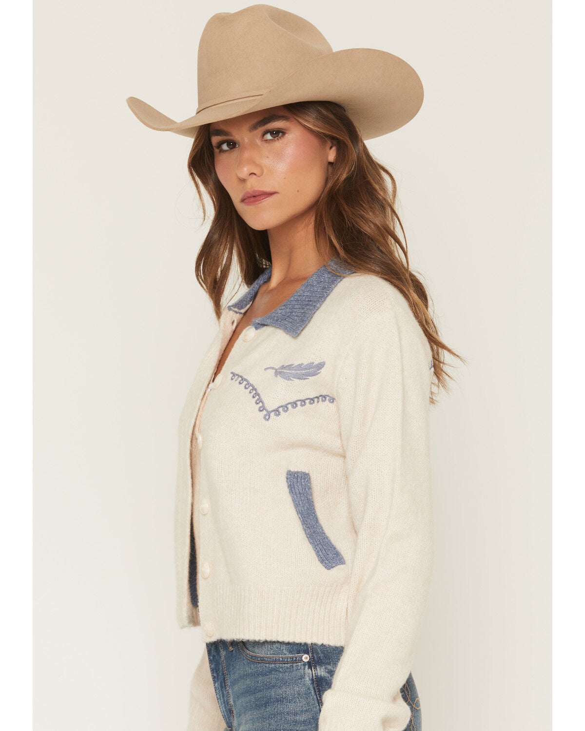 Image #2 - Bailey Rose Women's Button-Down Cardigan, Cream, hi-res