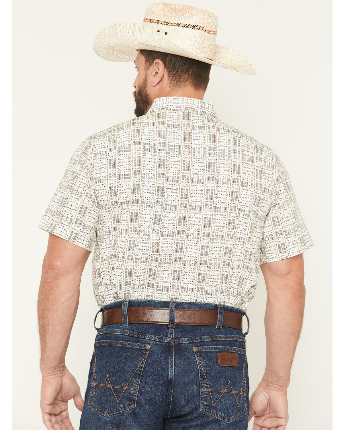Image #4 - Gibson Trading Co Men's Chicken Scratch Southwestern Print Short Sleeve Button-Down Western Shirt, Cream, hi-res
