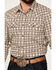 Image #3 - Gibson Trading Co Men's Cross Barred Plaid Print Long Sleeve Snap Western Shirt, Natural, hi-res