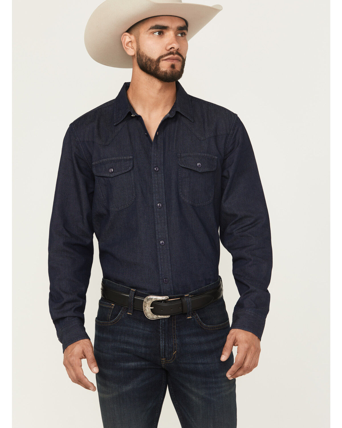 Image #1 - Cody James Black 1978® Men's Mamba Dark Wash Denim Long Sleeve Button-Down Western Shirt, Dark Wash, hi-res