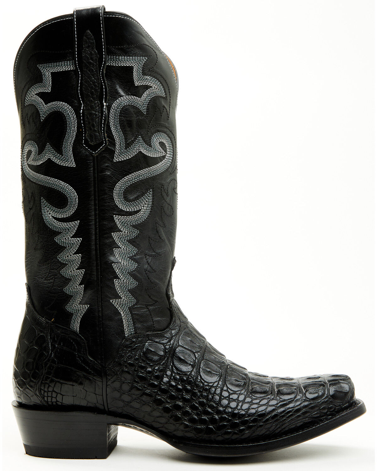 Image #2 - El Dorado Men's Exotic American Alligator Western Boots - Square Toe, Black, hi-res