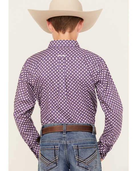 Image #4 - Ariat Boys' Misael Print Classic Fit Long Sleeve Button Down Western Shirt, Purple, hi-res