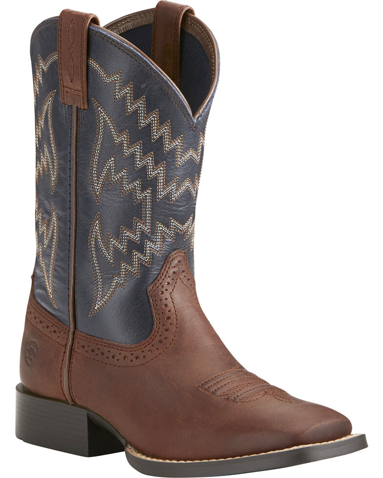 Ariat Boys' Tycoon Western Boots - Square Toe , Brown, hi-res