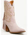 Image #1 - Dingo Women's Star Power Fringe Studded Western Boots - Snip Toe, Pink, hi-res