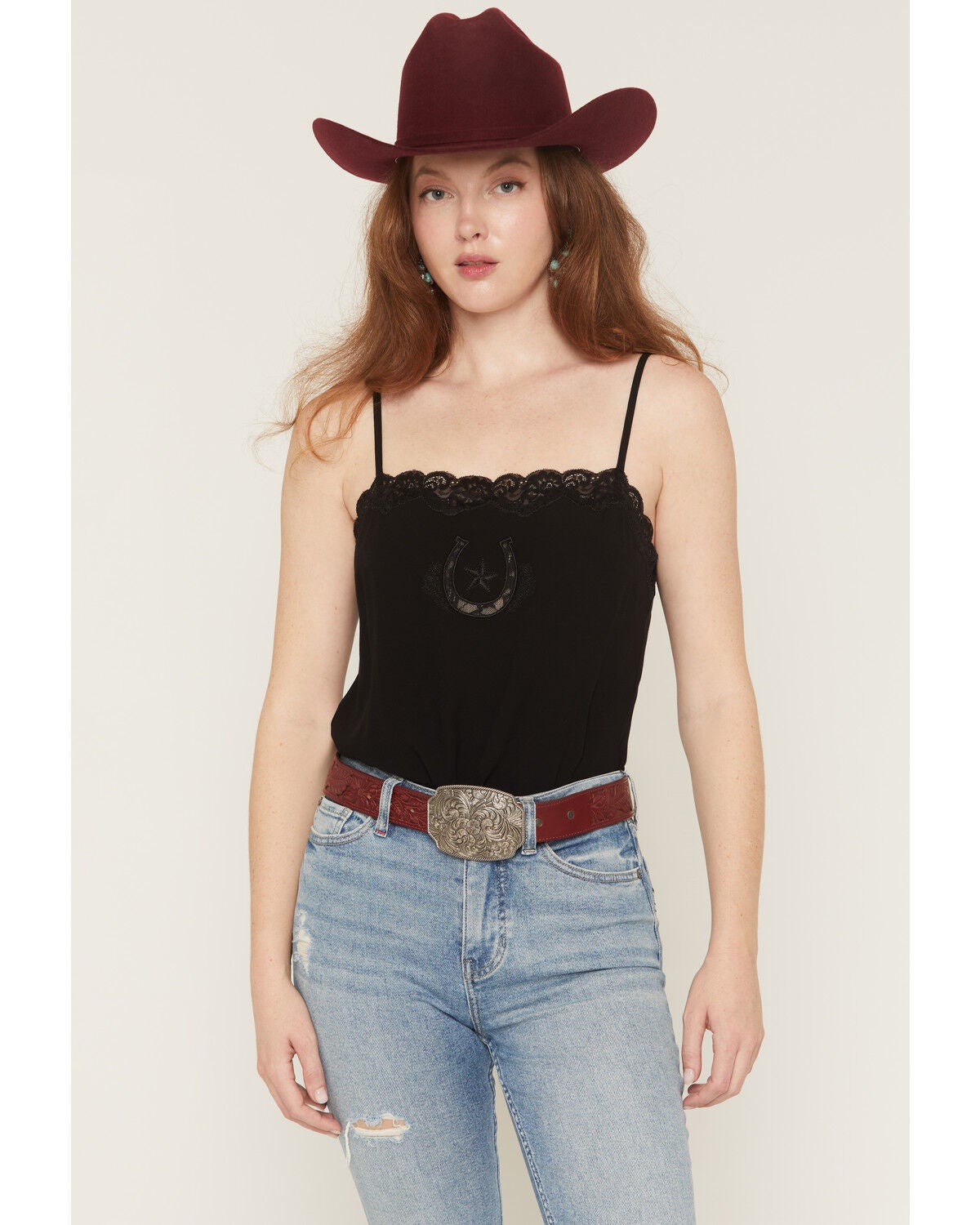 Idyllwind Women's Westerly Drive Tooled Belt, Red, hi-res
